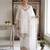 White faux georgette embroidered palazzo set