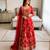 Red georgette embroidered flared gown set