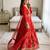 Red georgette embroidered flared gown set