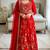 Red georgette embroidered flared gown set