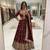 Maroon faux georgette embroidered flared gown set