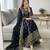 Black faux georgette embroidered flared gown set