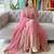Pink faux georgette embroidered flared gown set