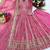 Pink faux georgette embroidered flared gown set