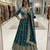 Green faux georgette embroidered flared gown set