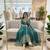 Green faux georgette embroidered flared gown set