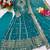 Green faux georgette embroidered flared gown set