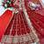 Red faux georgette embroidered flared gown set