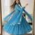 Blue faux georgette embroidered flared gown set