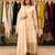 White silk blend embroidered flared gown set