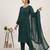 Dark-green georgette embroidered kurta set
