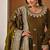 green faux blooming embroidered anarkali suit stitched