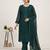 Dark-green georgette embroidered kurta set