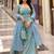 Blue silk blend plain palazzo set
