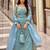 Blue silk blend plain palazzo set