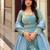 Blue silk blend plain palazzo set