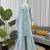Blue silk blend plain palazzo set