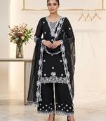 Black georgette embroidered palazzo set