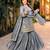 Grey silk blend embroidered sharara set
