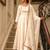 Cream cotton silk embroidered flared gown set