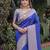 ROYAL BLUE ART SILK BANARASI JACUARD WORK SAREE WITH UNSTITCHED BLOUSE PIECE