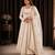 Cream cotton silk embroidered flared gown set