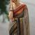 Beige silk blend woven saree withbengal handloom