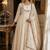 Cream cotton silk embroidered flared gown set