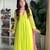 Green faux georgette embroidered flared gown set