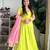 Green faux georgette embroidered flared gown set