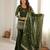 Dark-green silk blend embroidered palazzo set