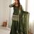 Dark-green silk blend embroidered palazzo set
