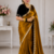  Antique Gold Color Embroidery Coding & Sequence Border work Tissue Saree