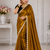  Antique Gold Color Embroidery Coding & Sequence Border work Tissue Saree