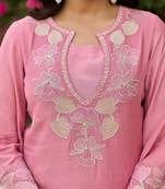 Pink satin embroidered palazzo set
