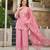 Pink satin embroidered palazzo set