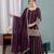 Plum silk blend embroidered palazzo set