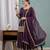 Plum silk blend embroidered palazzo set