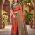 ORANGE GREEN ART SILK BANARASI JACUARD WORK SAREE WITH UNSTITCHED BLOUSE PIECE
