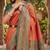 ORANGE GREEN ART SILK BANARASI JACUARD WORK SAREE WITH UNSTITCHED BLOUSE PIECE
