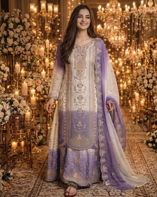Multicolor georgette embroidered palazzo set 2