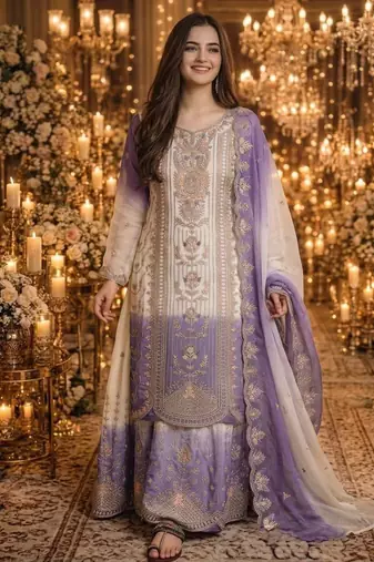 Multicolor georgette embroidered palazzo set