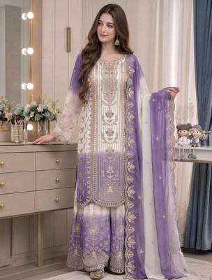 Multicolor georgette embroidered palazzo set 3