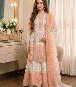 Multicolor georgette embroidered palazzo set