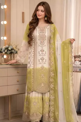 Multicolor georgette embroidered palazzo set