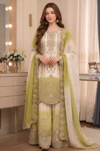 Multicolor georgette embroidered palazzo set