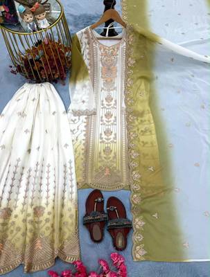 Multicolor georgette embroidered palazzo set 4