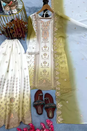 Multicolor georgette embroidered palazzo set