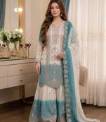 Multicolor georgette embroidered palazzo set