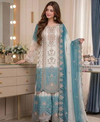 Multicolor georgette embroidered palazzo set 2